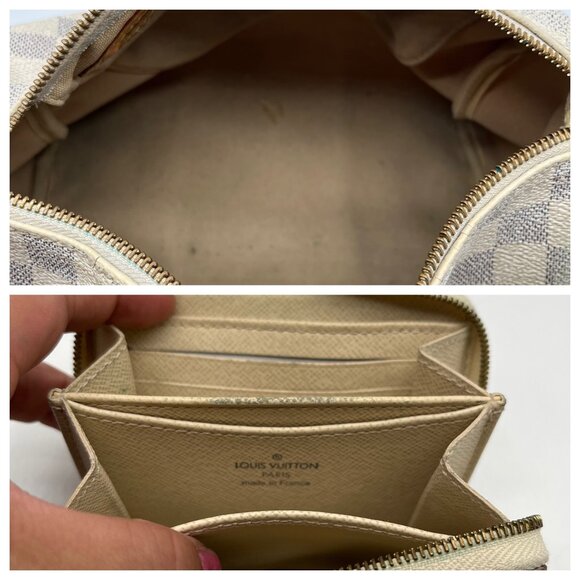 Louis Vuitton Ivory & Blue Canvas Speedy 25 Damier Azur Satchel With Wallet Set - Picture 10 of 12